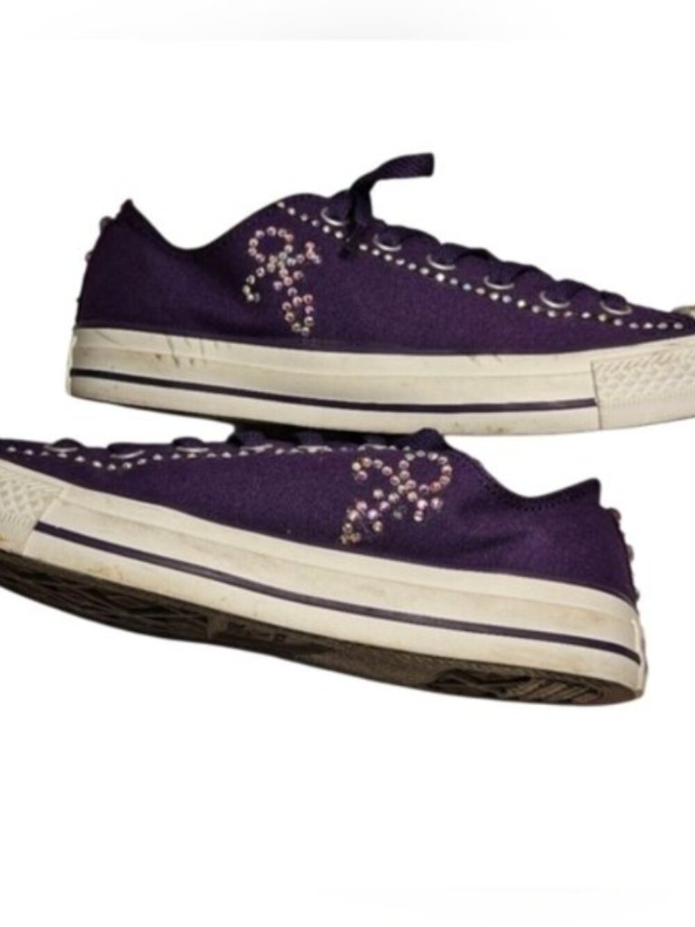 Custom Converse SZ 10 Pop Rock Star Prince Hall of Fame Chuck Taylor Low Tops - Picture 2 of 12